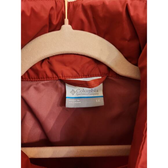 NWOT Women's Columbia Rain Jacket Hideaway Hood 1X Flaw* - Picture 3 of 5